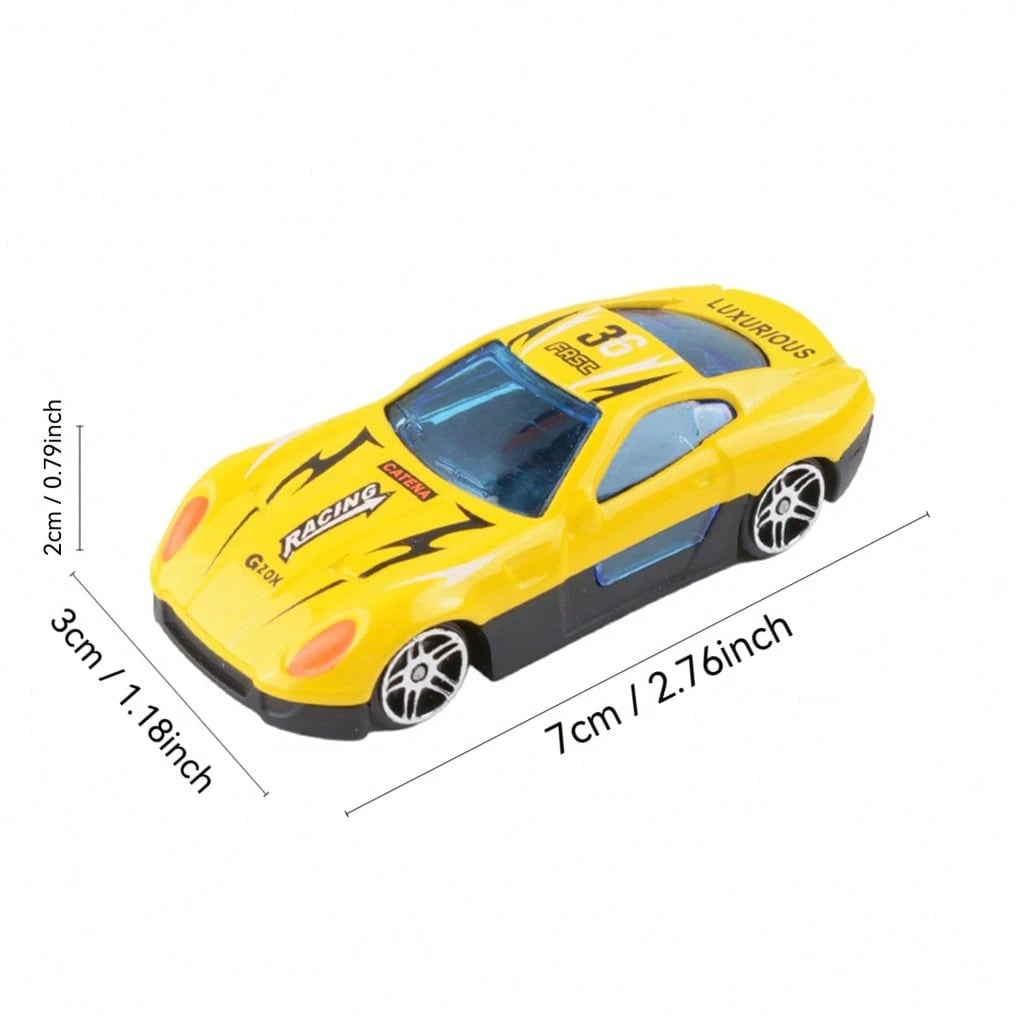 3Pcs Random Mini Diecast Cars Set With Track Launcher- Alloy Sports Car Toys For Boys, Pocket Racing Vehicles Gift