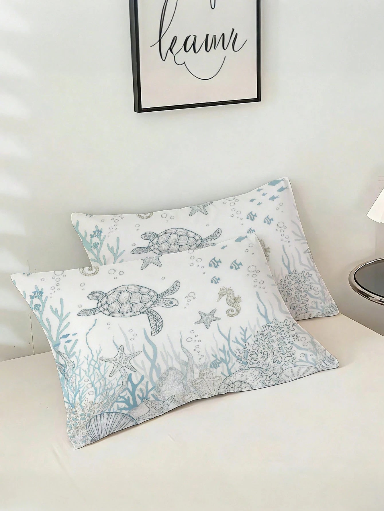 3pcs Sea Turtle Printed Bedding Set, Soft & Comfortable Duvet Cover, Suitable For Bedroom, Guest Room (1 Duvet Cover + 2 Pillow Shams, Comforter/Pillow Insert Not Included)