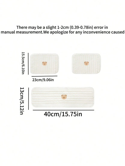 3pcs/Set Baby Stroller Accessories Set- Soft Stroller Handle Cover And Seat Shoulder Strap Cover, 3D Embroidered Pattern, Non-Slip Shoulder Pad Suitable For Baby Stroller, More Comfortable For Baby T