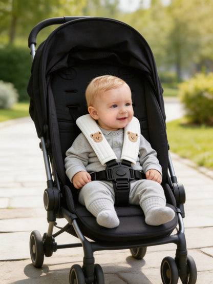 3pcs/Set Baby Stroller Accessories Set- Soft Stroller Handle Cover And Seat Shoulder Strap Cover, 3D Embroidered Pattern, Non-Slip Shoulder Pad Suitable For Baby Stroller, More Comfortable For Baby T