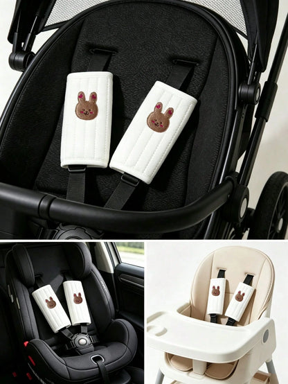 3pcs/Set Baby Stroller Accessories Set- Soft Stroller Handle Cover And Seat Shoulder Strap Cover, 3D Embroidered Pattern, Non-Slip Shoulder Pad Suitable For Baby Stroller, More Comfortable For Baby T