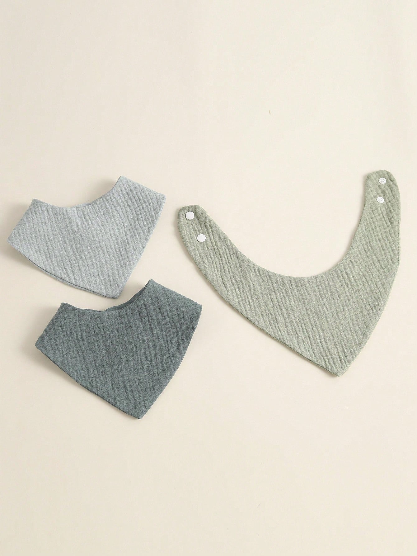 3pcs/Set Solid Color Muslim Cotton Baby Bibs, Soft Absorbent Pure Cotton Breathable Triangle Burp Cloths