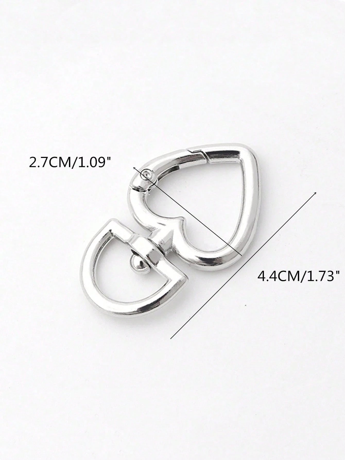 3pcs Silver Heart Spring Ring Hardware Clasp, Metal Round Buckle, Key Ring Bag Clasp, Adjustable Hook, Open Ring, DIY Hardware Accessories, Car Accessories, Women's Valentine's Day Gift