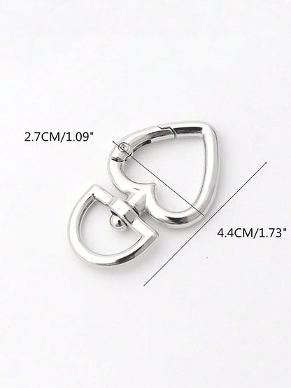 3pcs Silver Heart Spring Ring Hardware Clasp, Metal Round Buckle, Key Ring Bag Clasp, Adjustable Hook, Open Ring, DIY Hardware Accessories, Car Accessories, Women's Valentine's Day Gift