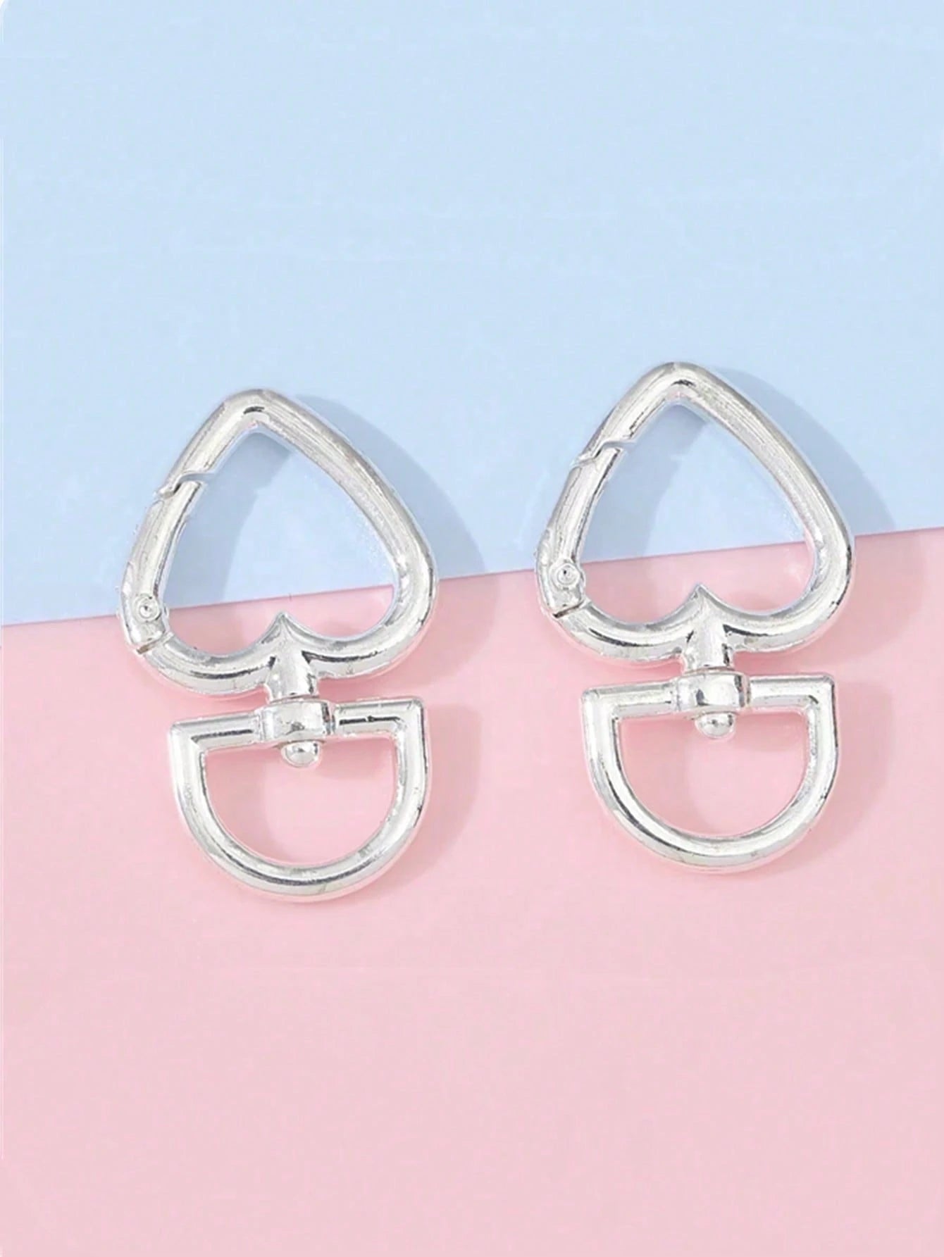 3pcs Silver Heart Spring Ring Hardware Clasp, Metal Round Buckle, Key Ring Bag Clasp, Adjustable Hook, Open Ring, DIY Hardware Accessories, Car Accessories, Women's Valentine's Day Gift