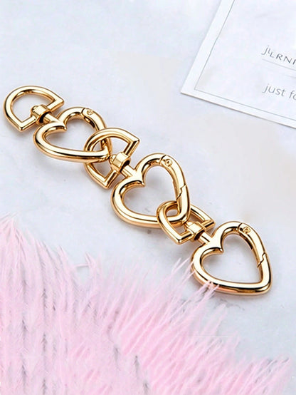 3pcs Silver Heart Spring Ring Hardware Clasp, Metal Round Buckle, Key Ring Bag Clasp, Adjustable Hook, Open Ring, DIY Hardware Accessories, Car Accessories, Women's Valentine's Day Gift