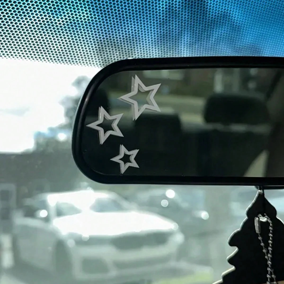 3pcs-Three Five-Pointed Star Rearview Mirror Decals, Vinyl Stickers, Cute Car Stickers, Car Rearview Mirrors, Laptop Bumper Stickers, Decorative Car Parts
