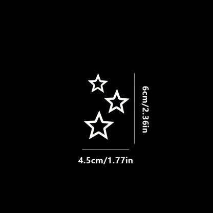 3pcs-Three Five-Pointed Star Rearview Mirror Decals, Vinyl Stickers, Cute Car Stickers, Car Rearview Mirrors, Laptop Bumper Stickers, Decorative Car Parts