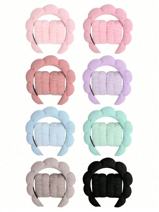 3pcs Woven Headbands & 2pcs Wristbands, Suitable For Washing Face, Cleaning, Makeup, Skincare, Travel, Fits All Skin Types Hair Accessories