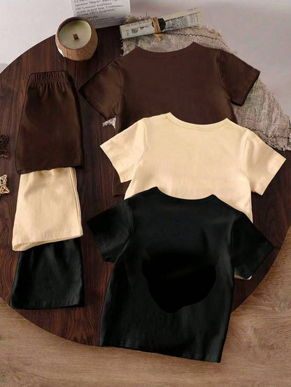 3Set Infant Boys' Short Sleeve T-Shirt And Shorts Sets,Black,Summer,Street Life Casual Graphic Street Fashion,Beach,Chicago Crown,KING,Numeric 23