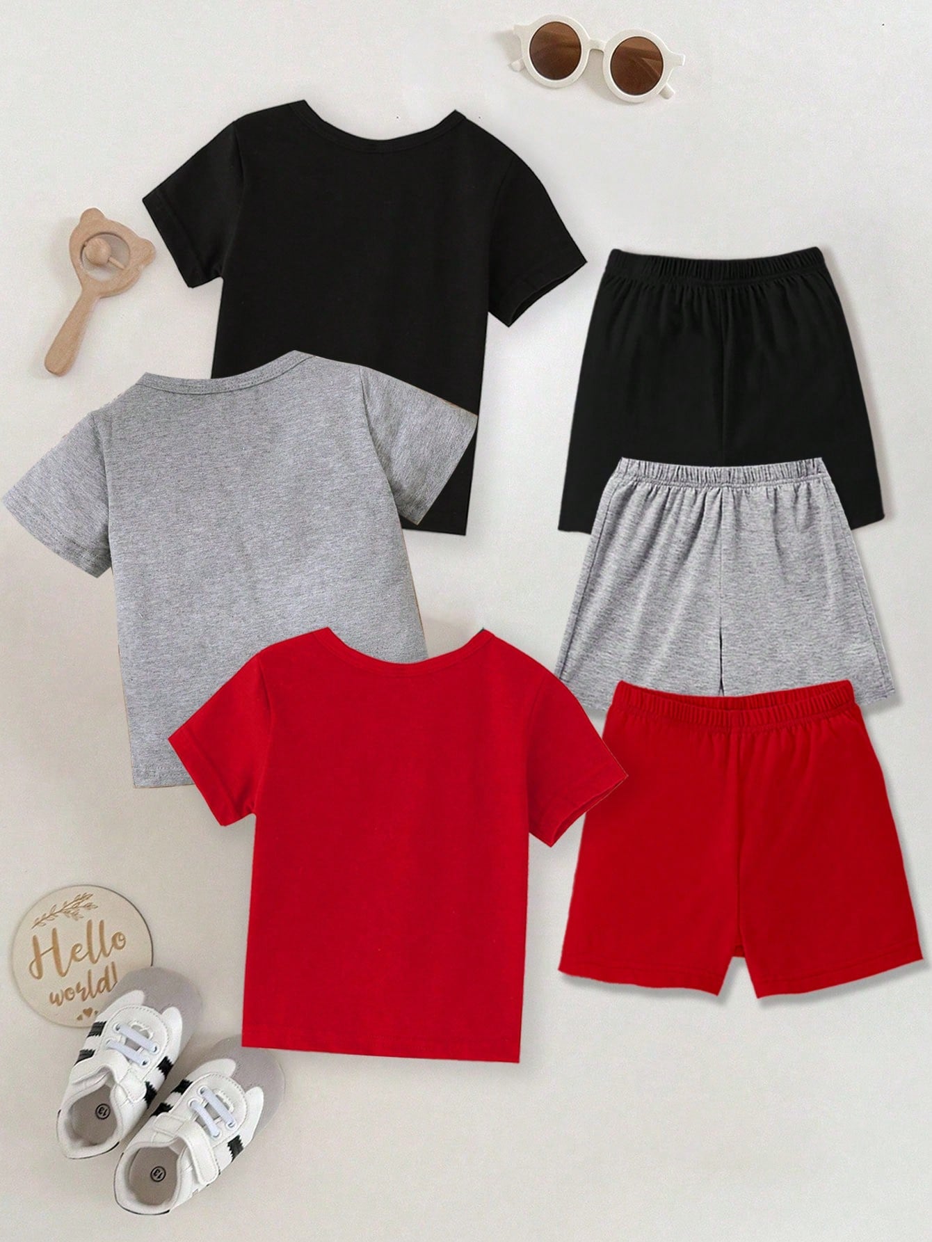 3Set Infant Boys' Short Sleeve T-Shirt And Shorts Sets,Black,Summer,Street Life Casual Graphic Street Fashion,Beach,Chicago Crown,KING,Numeric 23