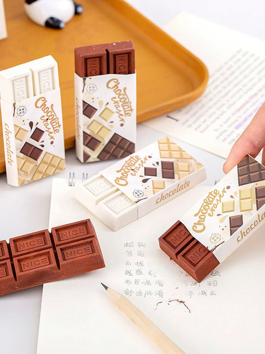 4/2/1pc Chocolate Erasers, Super Mini Realistic Design Unique Cleaning Tools School Stationery, Student Reward Gift, Back To School