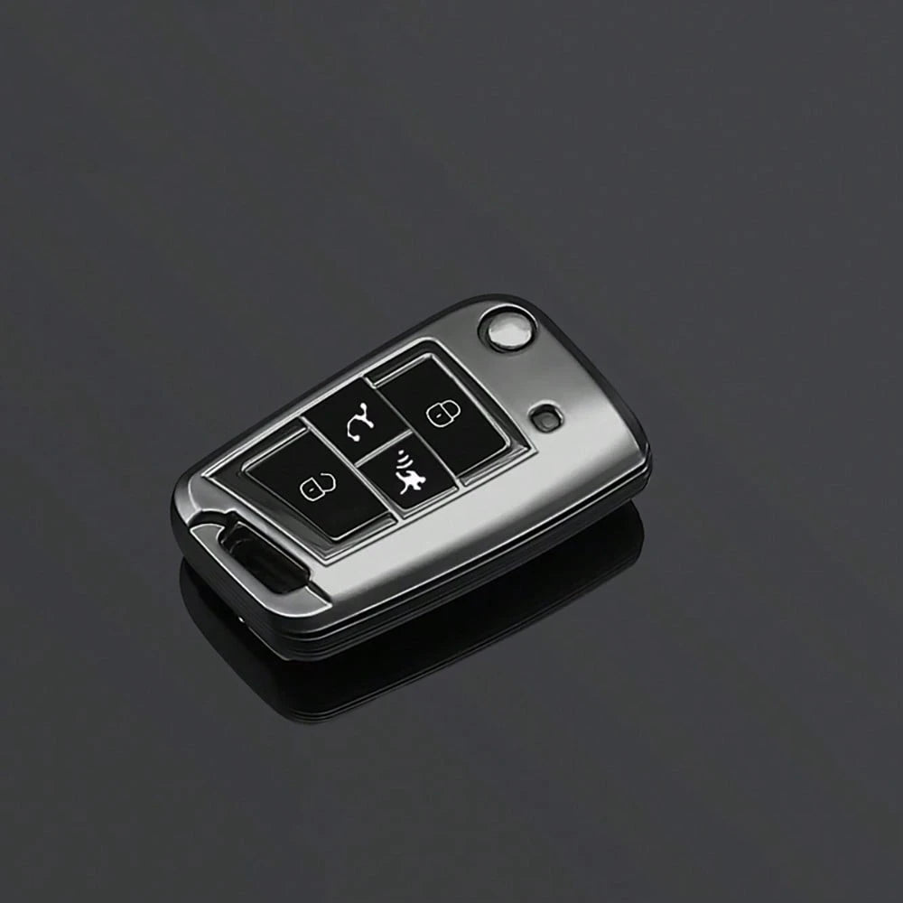 4 Button Black Warrior Style TPU Car Key Case Cover For VW Golf 7 MK7 Tiguan MK2 For SEAT Ateca Leon FR 2 Ibiza