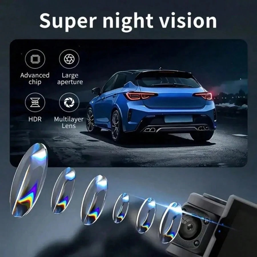 4-Channel Dash Cam, Front And Rear Dual View, 1080P HD Night Vision, Loop Recording, G-Sensor, Built-In Display- High-Resolution Car DVR, Adjustable Lens, Driving Monitor| Compact Dash Cam| Night V