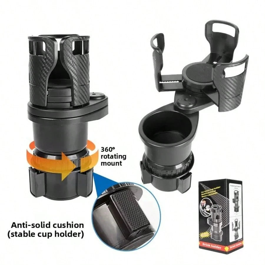 4 In 1 Car Cup Holder 360 Degree Rotating Water Vehicle Mounted No-Slip Cup Holder Multifunctional Dual Holder Auto Accessories
