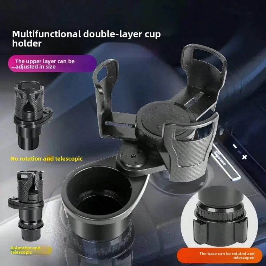 4 In 1 Car Cup Holder 360 Degree Rotating Water Vehicle Mounted No-Slip Cup Holder Multifunctional Dual Holder Auto Accessories