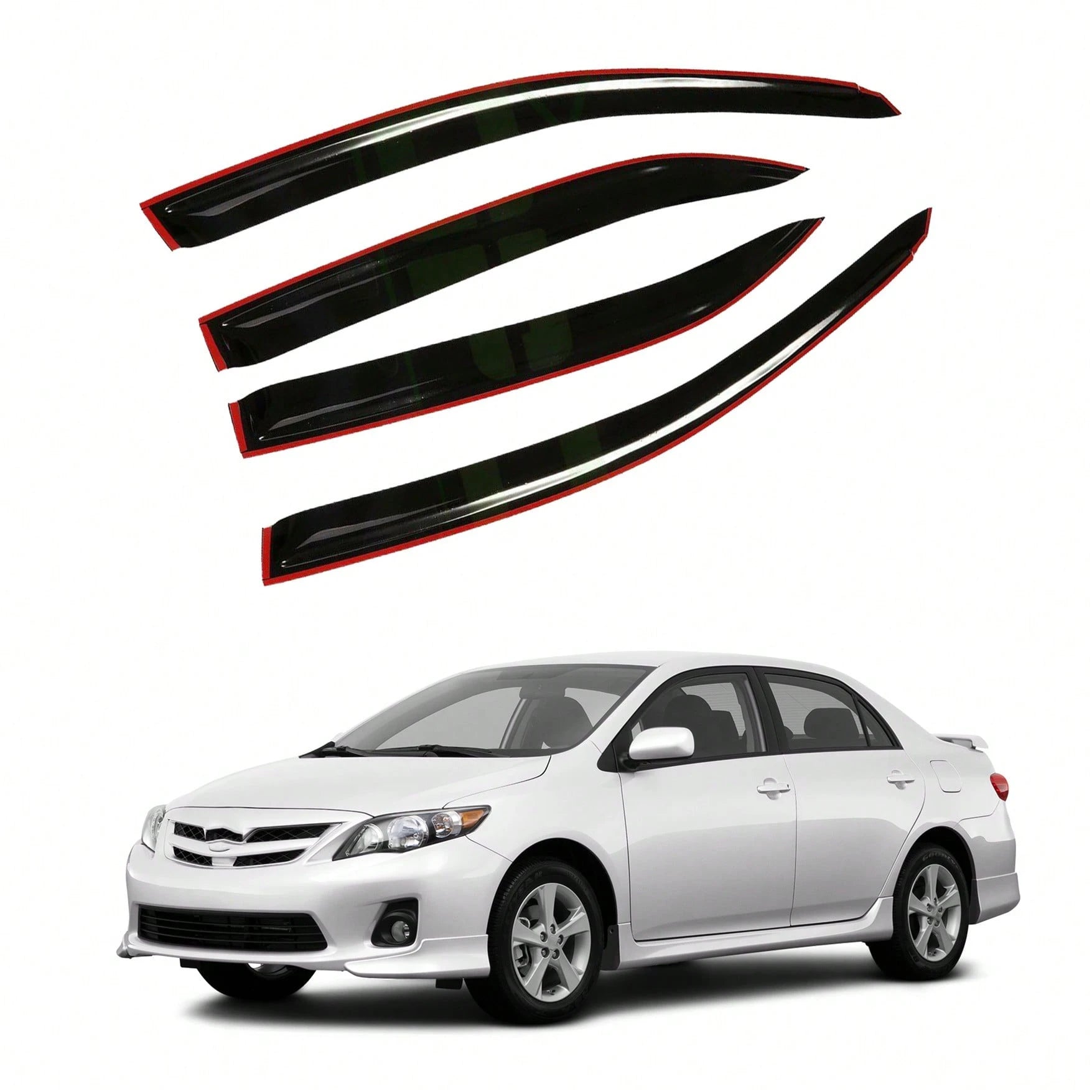 4-Pack Window Vent Visor Rain Guard Sun Shade Deflectors Plastic Replacement For 2009-2013 Corolla Sedan 4-Door