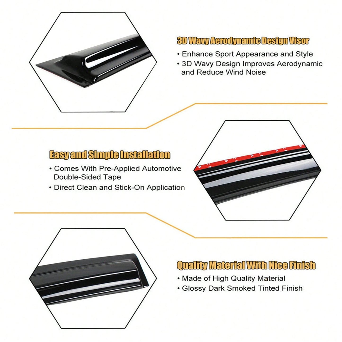 4-Pack Window Vent Visor Rain Guard Sun Shade Deflectors Plastic Replacement For 2009-2013 Corolla Sedan 4-Door