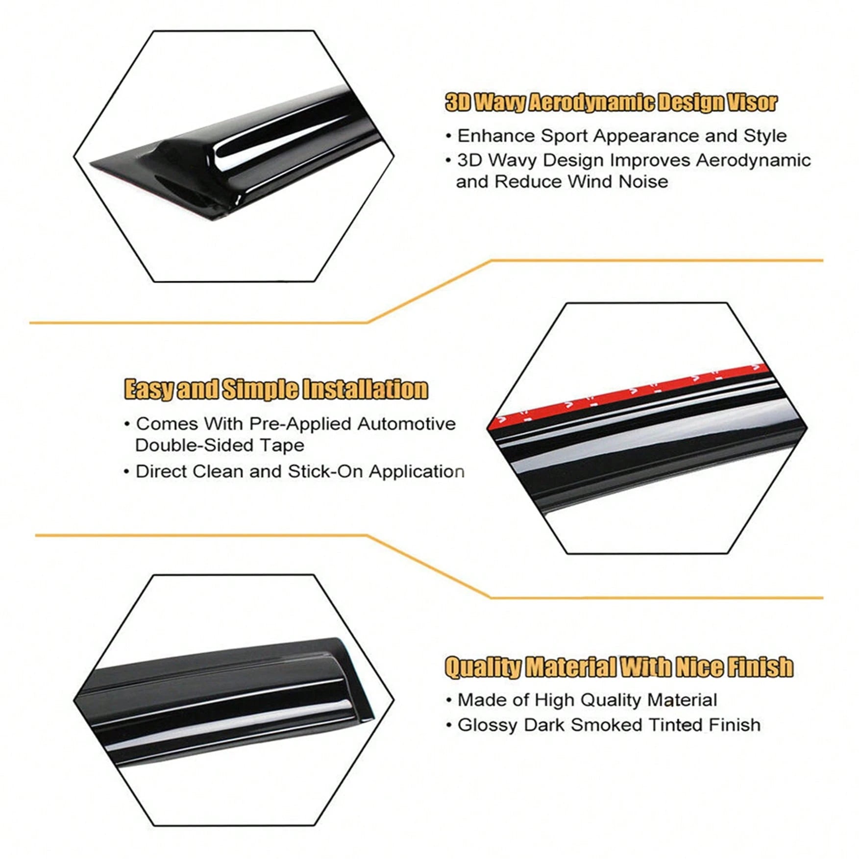 4-Pack Window Vent Visor Rain Guard Sun Shade Deflectors Plastic Replacement For 2009-2013 Corolla Sedan 4-Door