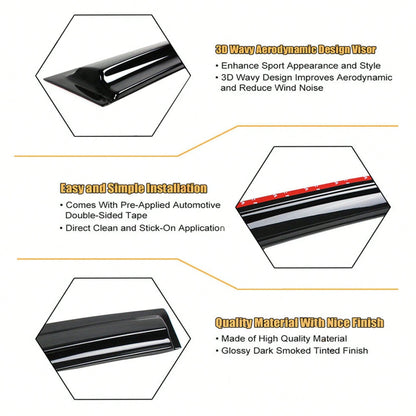 4-Pack Window Vent Visor Rain Guard Sun Shade Deflectors Plastic Replacement For 2009-2013 Corolla Sedan 4-Door
