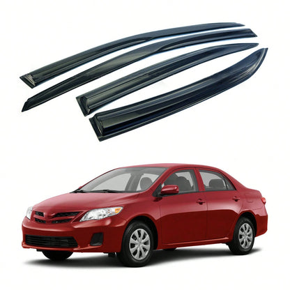 4-Pack Window Vent Visor Rain Guard Sun Shade Deflectors Plastic Replacement For 2009-2013 Corolla Sedan 4-Door