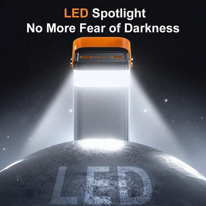 40000mAh Large Capacity Solar Power Bank 22.5W Fast-Charging Mobile Power Supply, With LED Camping Light/LED Power Display/4 USB Interfaces, For All Mobile Phones Emergency Power Supply Device For Out