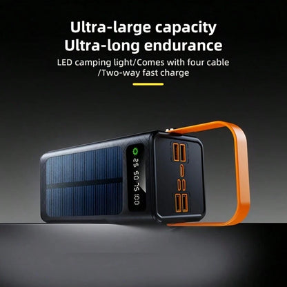 40000mAh Large Capacity Solar Power Bank 22.5W Fast-Charging Mobile Power Supply, With LED Camping Light/LED Power Display/4 USB Interfaces, For All Mobile Phones Emergency Power Supply Device For Out