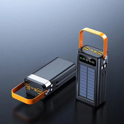 40000mAh Large Capacity Solar Power Bank 22.5W Fast-Charging Mobile Power Supply, With LED Camping Light/LED Power Display/4 USB Interfaces, For All Mobile Phones Emergency Power Supply Device For Out