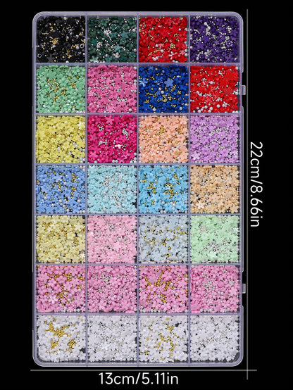 4000pcs Y2K Style Nail Art Decoration Set, 28 Slots 3D Resin Flowers, Gold & Silver Fish Scale Beads, Hypoallergenic, Fragrance-Free, DIY Nail Trimming & Manicure Design Decor Nails Nail Charms
