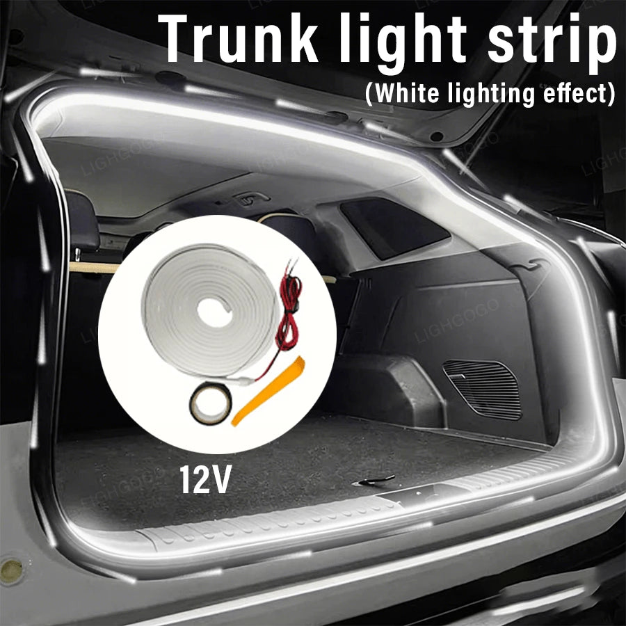 400cm LED Car Trunk Strip Light 155.6 Inch White Hardwired Auto Boot Interior Lighting With Tape & Installation Tools Car LED Accessories