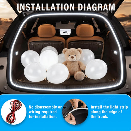 400cm LED Car Trunk Strip Light 155.6 Inch White Hardwired Auto Boot Interior Lighting With Tape & Installation Tools Car LED Accessories