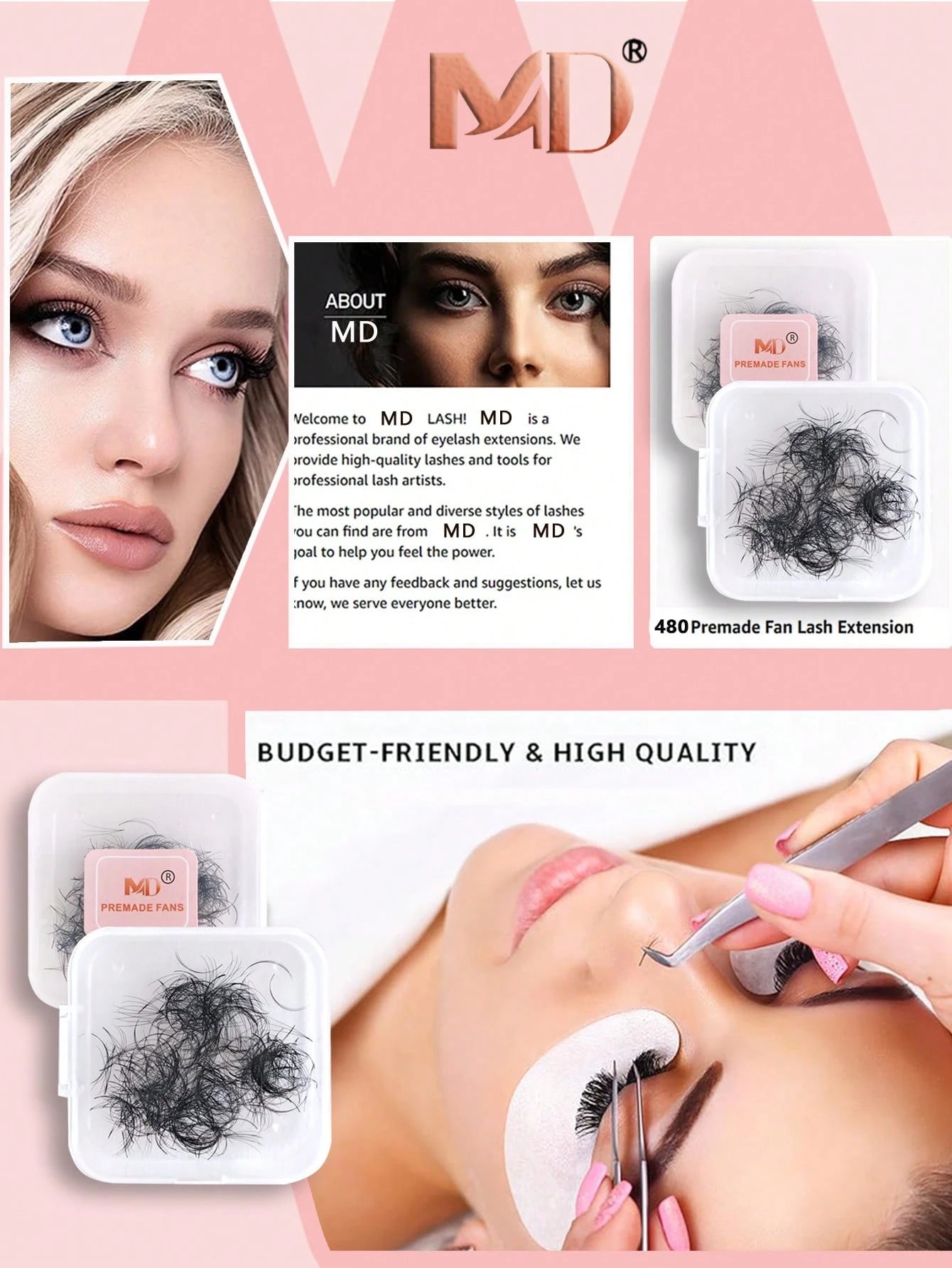 480pcs 3D D-Curl Pre-Made Eyelash Extensions Single Tray Handmade Voluminous Pre-Made Lashes, D-Curl Pointed Tip Fine Base Professional Grade, Create More Voluminous And Dramatic Lashes (3D-0.07-D-8
