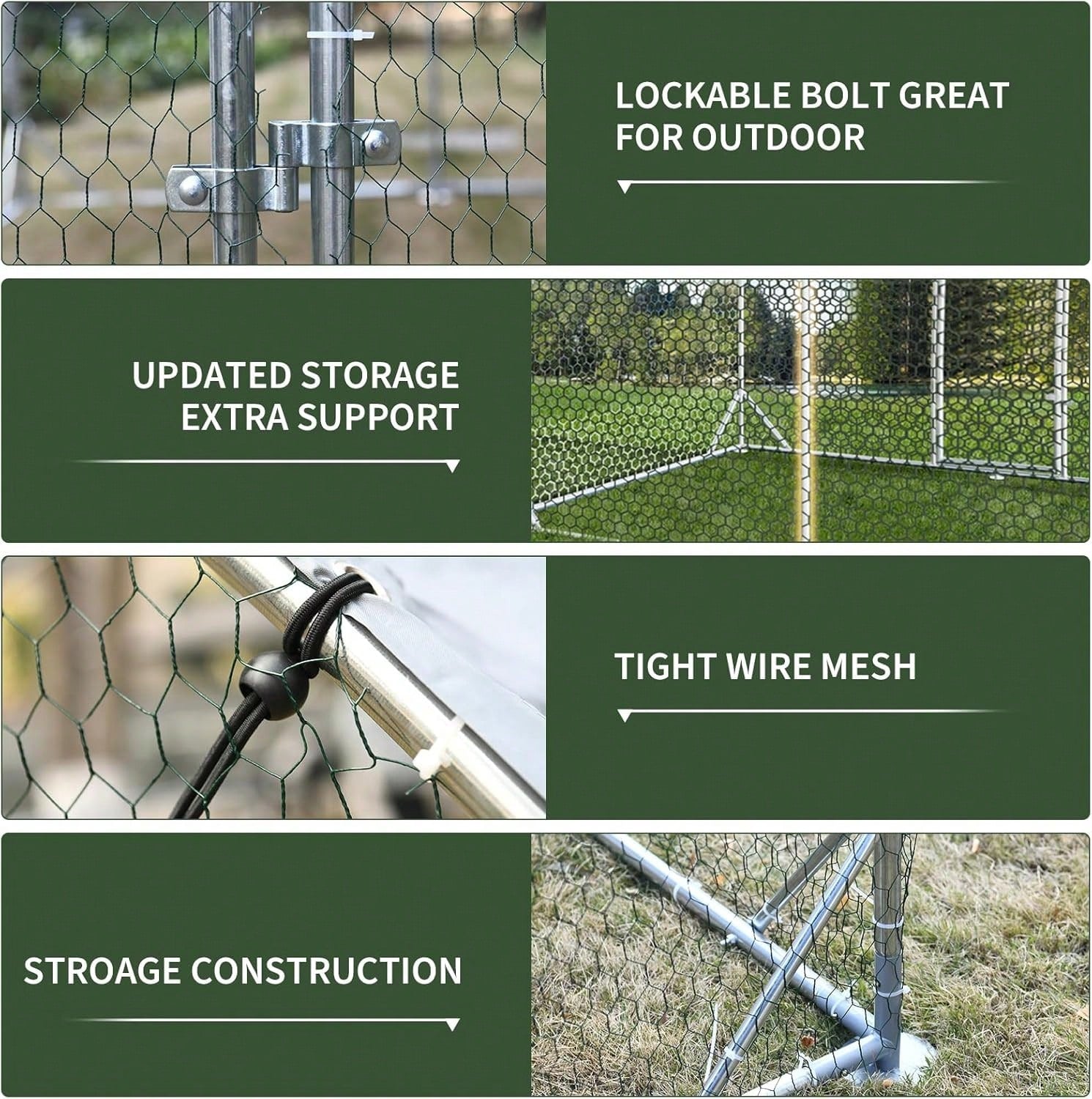 4ever2buy Large Metal Chicken Coops With Run Walk-In Poultry Cage Chicken Runs House Pen Cage Dome Roofed Chicken Coops With Anti-Ultraviolet Cover For Outdoor Backyard Farm