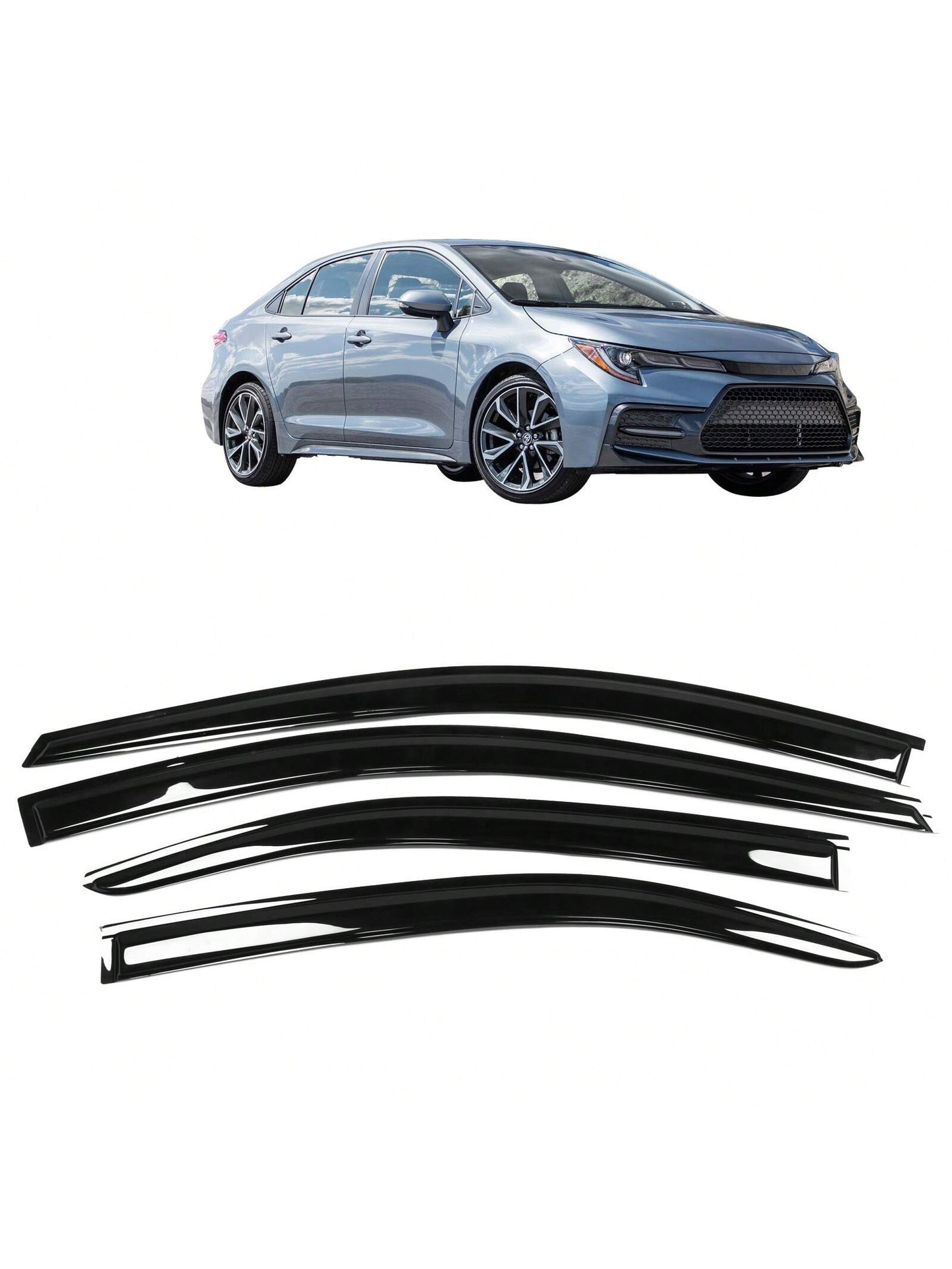 4PC-Set Window Visors Fit For 2020-2024 Toyotas' Corolla Sedan, Slim Style Acrylic Tape-On Auto Car Window Visors Vent Shade Rain Sun Wind Deflector Guard Exterior Car Accessories, Modern Sedan Valent