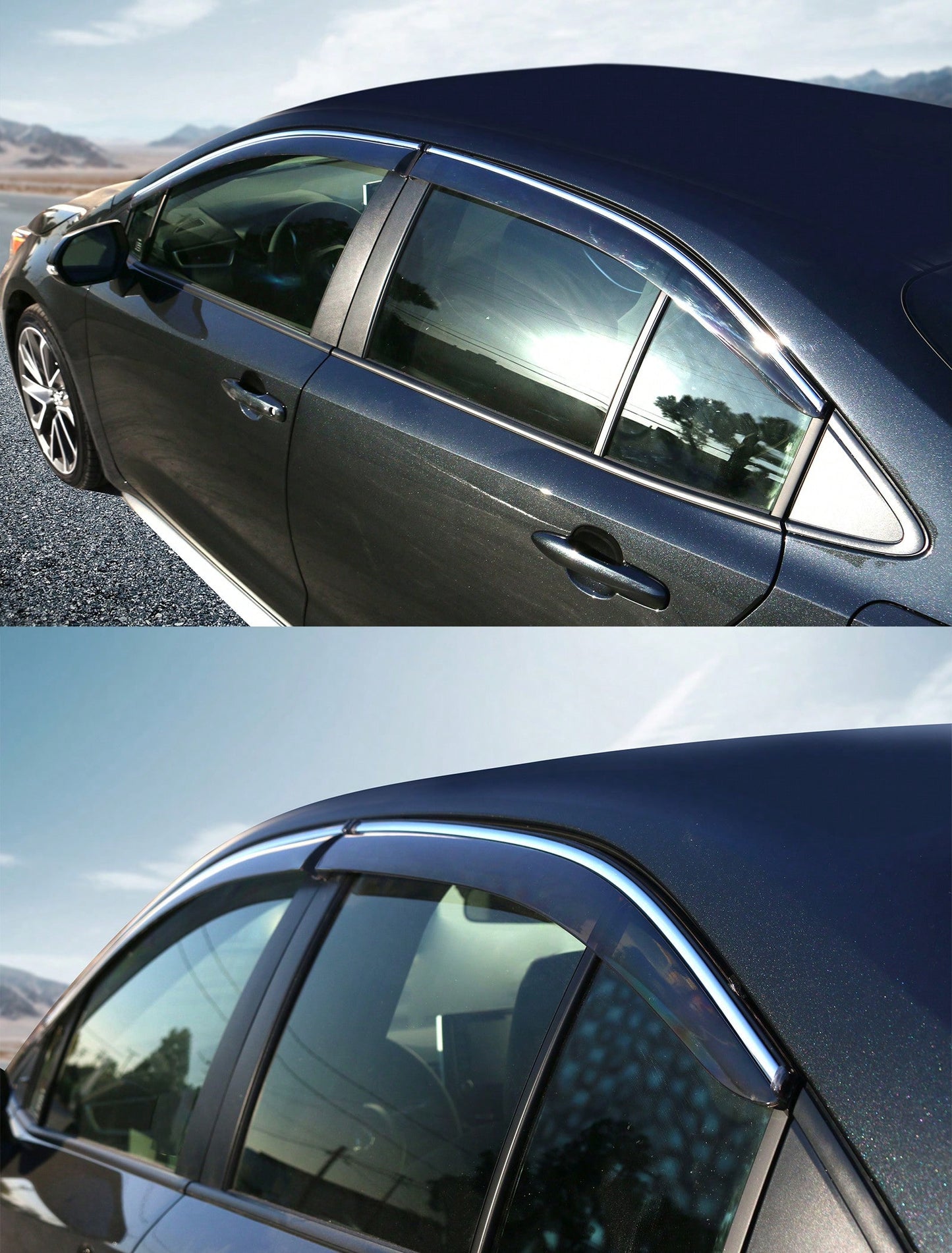 4PC-Set Window Visors Fit For 2020-2024 Toyotas' Corolla Sedan, Slim Style Acrylic Tape-On Auto Car Window Visors Vent Shade Rain Sun Wind Deflector Guard Exterior Car Accessories, Modern Sedan Valent