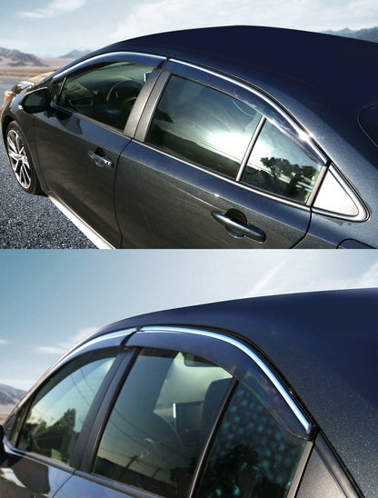 4PC-Set Window Visors Fit For 2020-2024 Toyotas' Corolla Sedan, Slim Style Acrylic Tape-On Auto Car Window Visors Vent Shade Rain Sun Wind Deflector Guard Exterior Car Accessories, Modern Sedan Valent