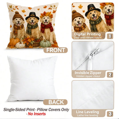 4pcs/1pc Halloween Golden Retriever Puppy Pattern Pillow Case, Single-Sided Printed Pillow Case, Suitable For Living Room Bedroom Home Decor, All Season Pillow Case