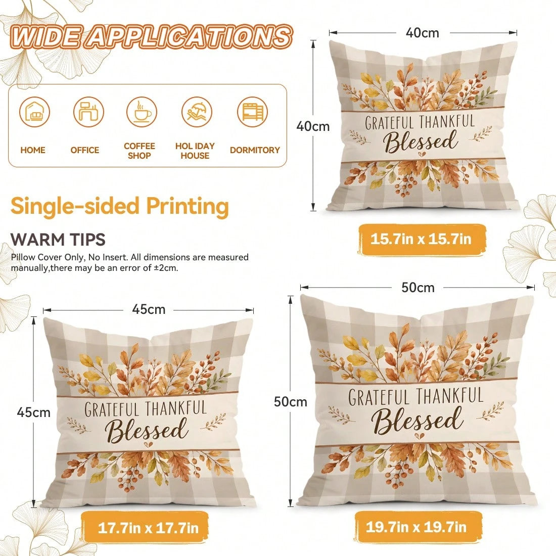 4pcs/1pc Plaid Vintage Farm Pumpkin Truck Pattern Pillow Covers, Single-Sided Printed Pillow Covers, Suitable For Living Room Bedroom Home Decor, All-Season Pillow Covers