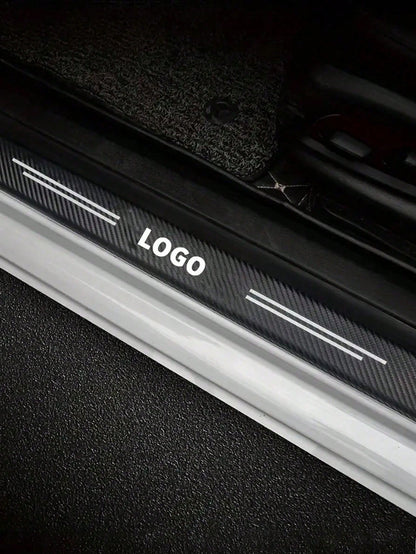 4pcs 3D Carbon Fiber Car Door Sill Anti-Scratch Stickers, Suitable For, Audi, Peugeot, Kia, And Other Car Models.