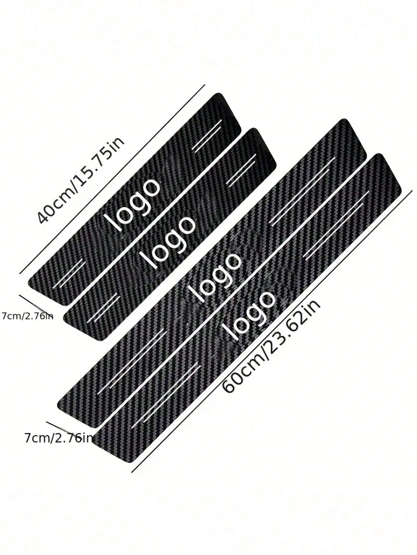 4pcs 3D Carbon Fiber Car Door Sill Anti-Scratch Stickers, Suitable For, Audi, Peugeot, Kia, And Other Car Models.