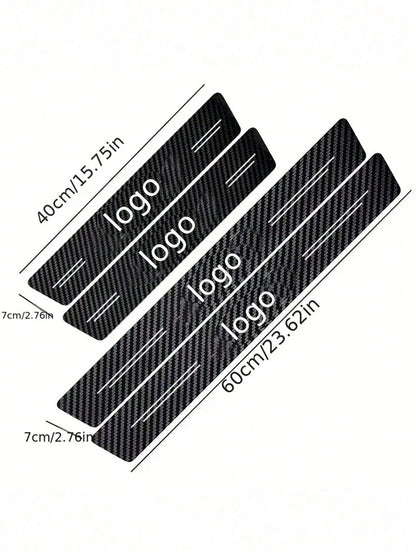 4pcs 3D Carbon Fiber Car Door Sill Anti-Scratch Stickers, Suitable For, Audi, Peugeot, Kia, And Other Car Models.