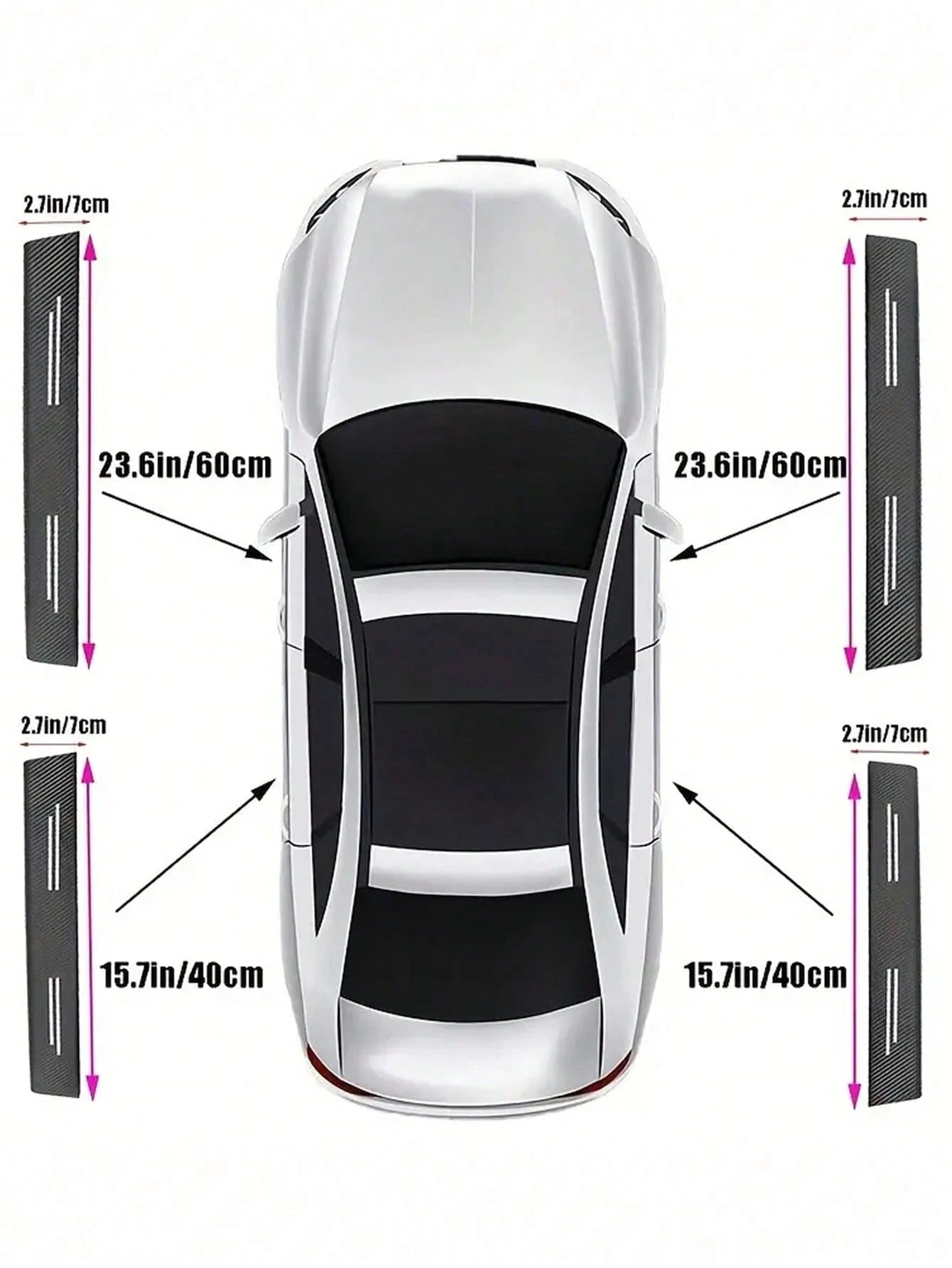 4pcs 3D Carbon Fiber Car Door Sill Anti-Scratch Stickers, Suitable For, Audi, Peugeot, Kia, And Other Car Models.