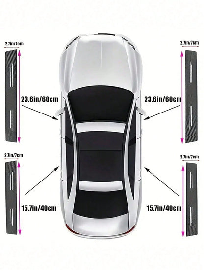4pcs 3D Carbon Fiber Car Door Sill Anti-Scratch Stickers, Suitable For, Audi, Peugeot, Kia, And Other Car Models.