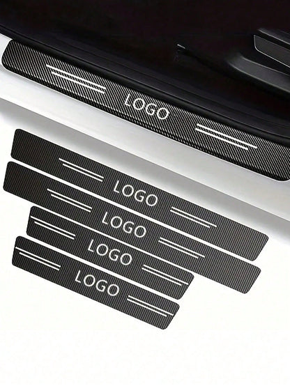4pcs 3D Carbon Fiber Car Door Sill Anti-Scratch Stickers, Suitable For, Audi, Peugeot, Kia, And Other Car Models.
