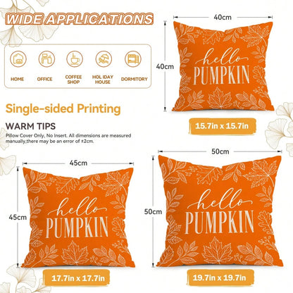4pcs Autumn Decorative Pattern Single-Sided Printed Pillow Covers/Cushion Covers, Multi-Scene Atmosphere Decor Pillow Covers Suitable For Living Room, Sofa, Bedroom, Pillow Inserts Not Included