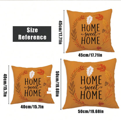 4pcs Autumn Maple Leaf Print Pillow Covers [No Pillow Insert] 40*40cm/45*45cm/50*50cm [Single-Sided Print] Made Of Polyester Material Home Sweet Home American Autumn Fallen Leaves Tree Warm Orange Map