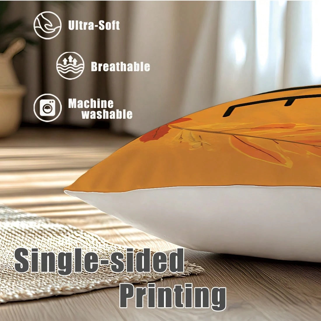 4pcs Autumn Maple Leaf Print Pillow Covers [No Pillow Insert] 40*40cm/45*45cm/50*50cm [Single-Sided Print] Made Of Polyester Material Home Sweet Home American Autumn Fallen Leaves Tree Warm Orange Map