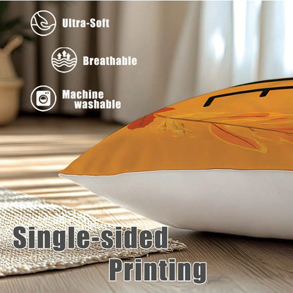 4pcs Autumn Maple Leaf Print Pillow Covers [No Pillow Insert] 40*40cm/45*45cm/50*50cm [Single-Sided Print] Made Of Polyester Material Home Sweet Home American Autumn Fallen Leaves Tree Warm Orange Map