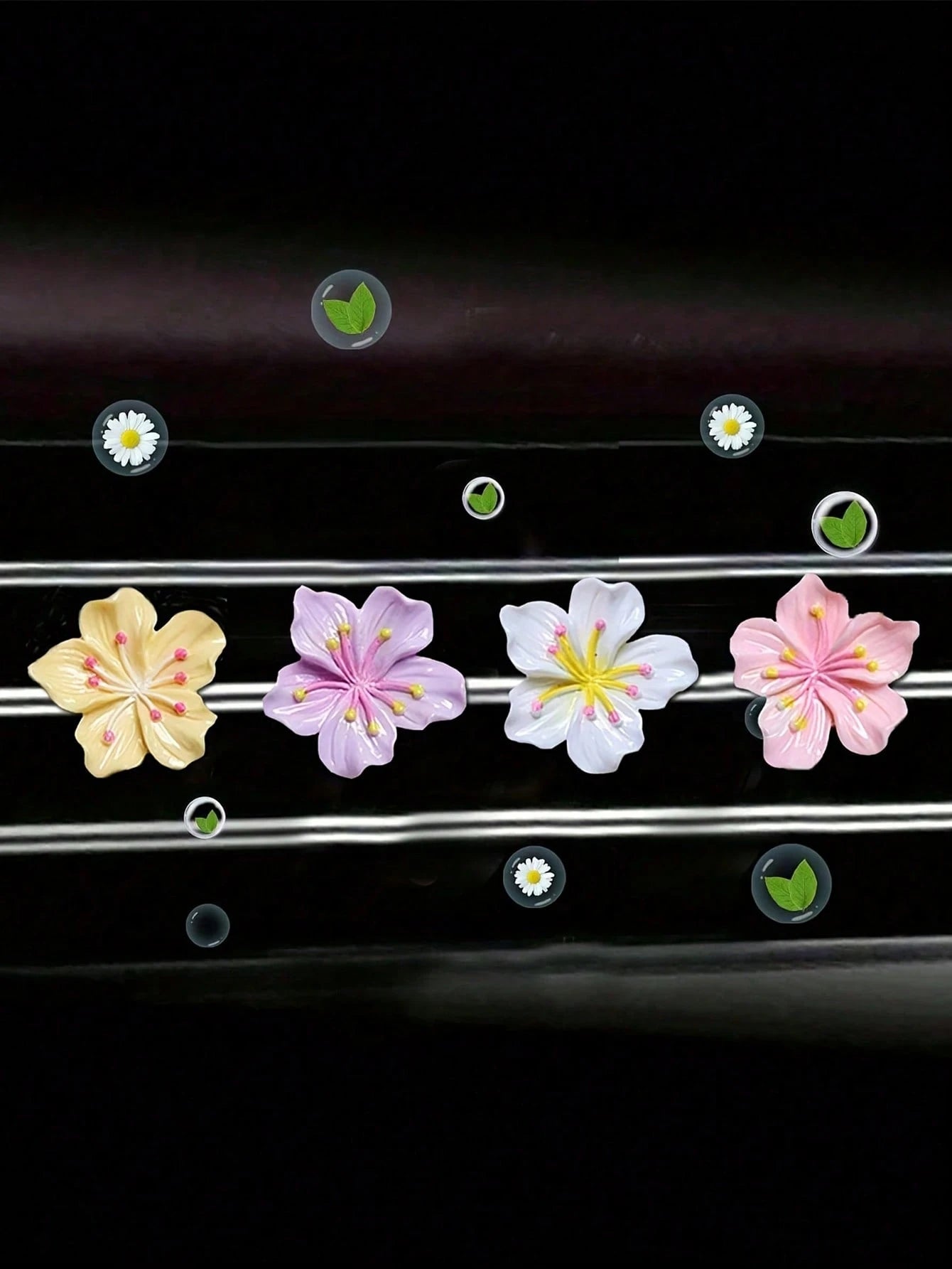 4pcs Car Air Outlet Decoration Beautiful Peach Blossom Car Air Conditioning Decoration