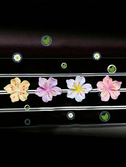 4pcs Car Air Outlet Decoration Beautiful Peach Blossom Car Air Conditioning Decoration